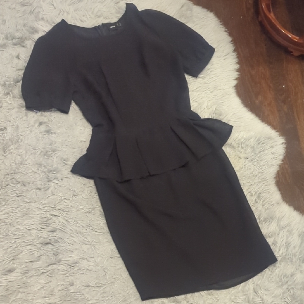 ASOS Black Peplum Midi Dress